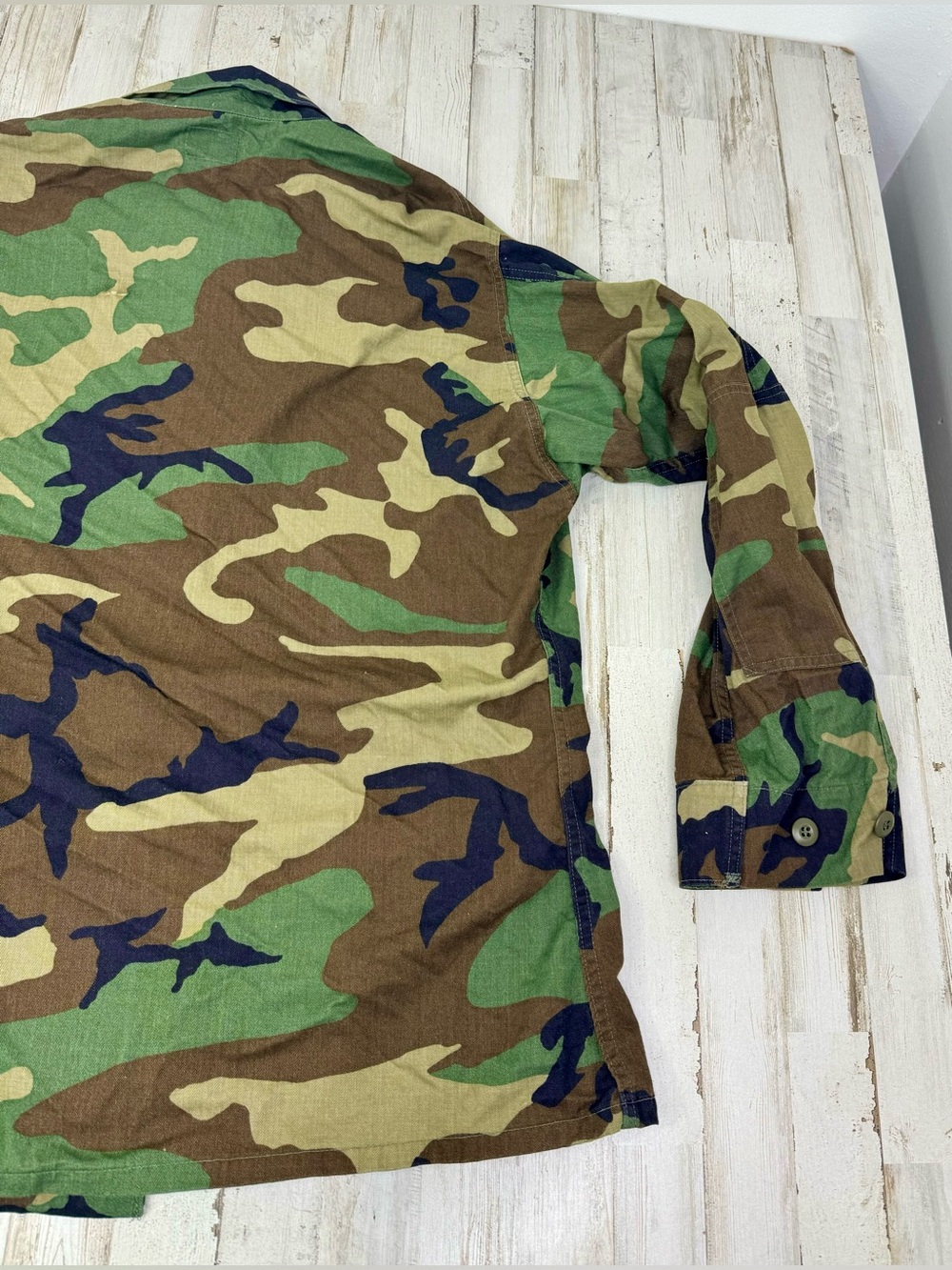 Vintage US Military Shirt Mens Large Camo Cargo Woodland Combat Shacket - Picture 13 of 14